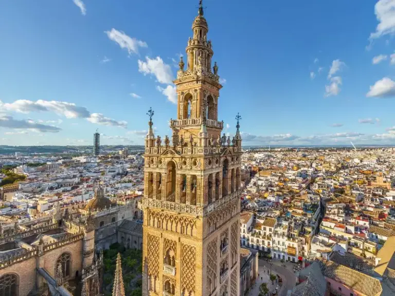 The Giralda in Seville at sunset