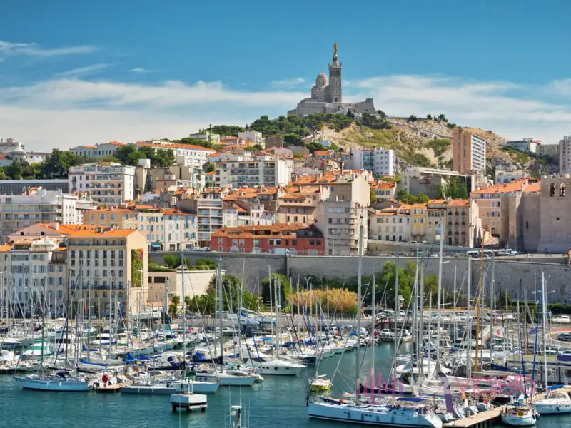 Marseille panoramic view from the sea.