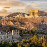 Vista panorámica de Atenas y el Partenón