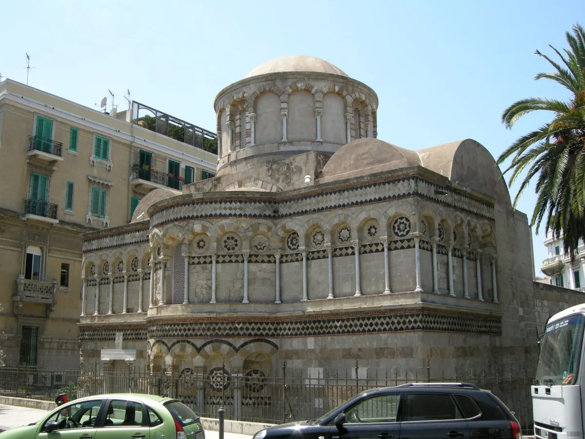 The apse of the Church of the Santissima Annunziata dei Catalani in Messina, with the dome on its drum and bands of blind arches